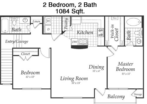 #4  Floor Plan 2x2 - Enclave On Golden Triangle, Keller, TX for Rent