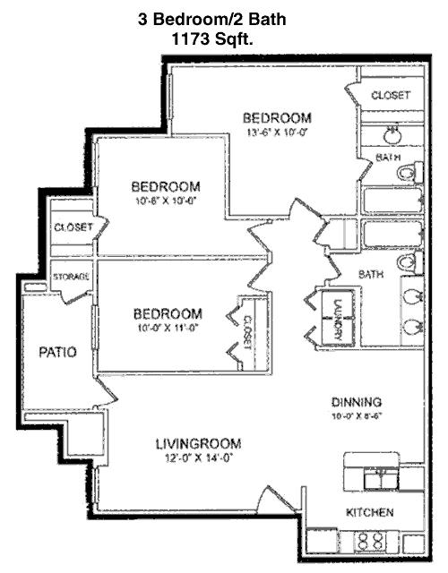 #1  Floor Plan 3x2 - Windhaven Park, Plano, TX for Rent