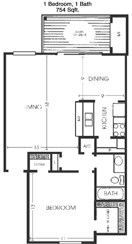 #3  Floor Plan 1x1 - Frederick, San Antonio, TX for Rent