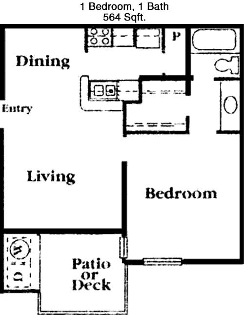 #3  Floor Plan 1x1 - Iron Horse Valley, San Antonio, TX for Rent
