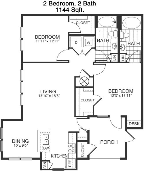 #3  Floor Plan 2x2 - Marquis At Sugar Land, Sugar Land, TX for Rent