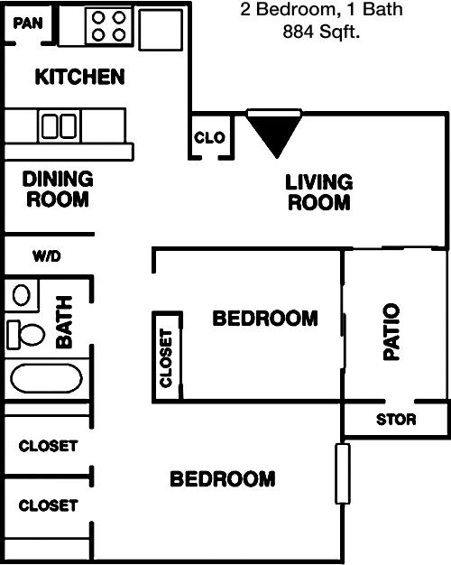 #1  Floor Plan 2x1 - Meridian, Houston, TX for Rent
