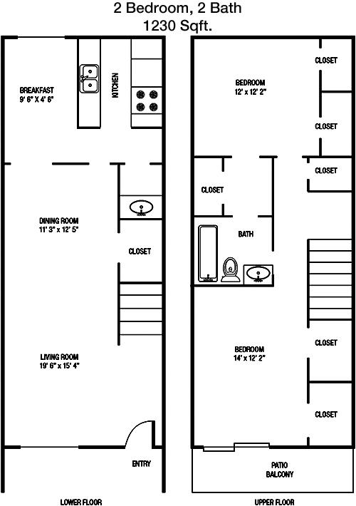 #2  Floor Plan 2x1.5 - Holiday Hills II, Dallas, TX for Rent