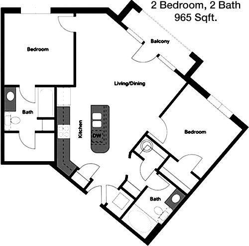 #2  Floor Plan 2x2 - Epic, Denton, TX for Rent
