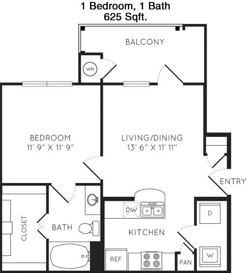 #1  Floor Plan 1x1 - Ethos, Austin, TX for Rent