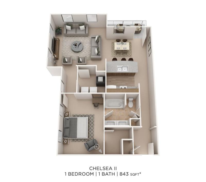Worthington Apartments and Townhomes - One Bedroom - Chelsea II - 843 sqft for Rent