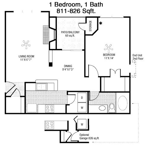#2  Floor Plan 1x1 - Estates On Frankford, Dallas, TX for Rent