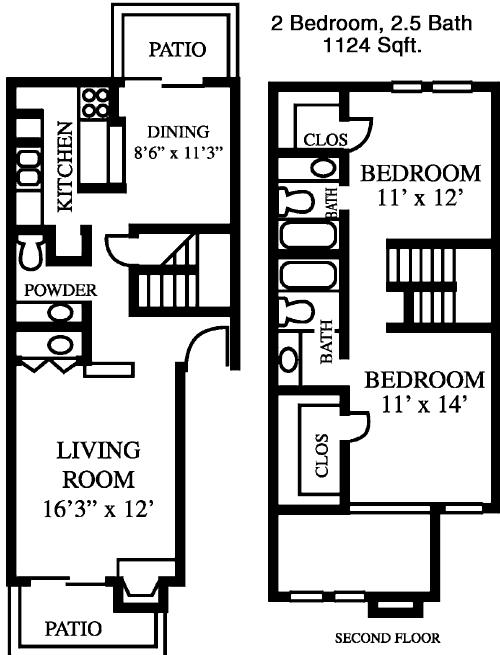 #4  Floor Plan 2x2.5 TH - Greystone Flats, Austin, TX for Rent