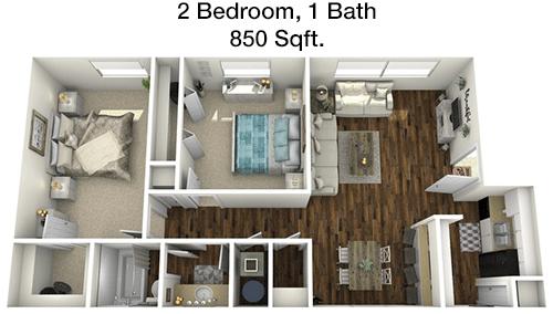 #1  Floor Plan 2x1 - Trails At Westcreek, Fort Worth, TX for Rent