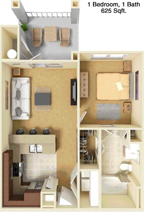#2  Floor Plan 1x1 - Landmark Conservancy, Austin, TX for Rent