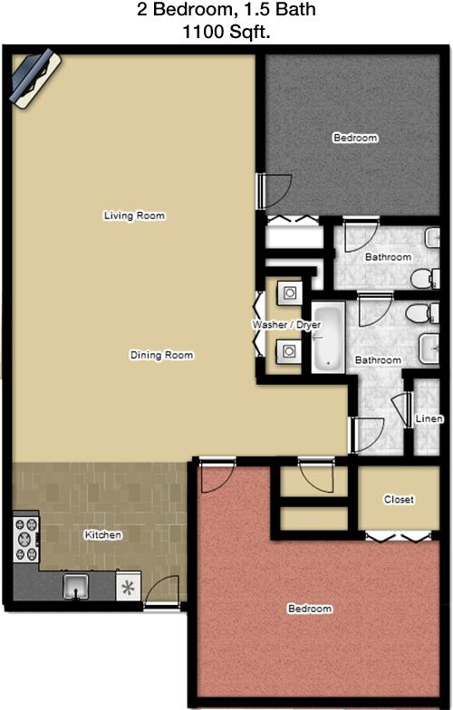 #1  Floor Plan 2x1.5 - Windsor Place Townhomes, Plano, TX for Rent