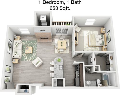 #2  Floor Plan 1x1 - Maxwell Townhomes, San Antonio, TX for Rent